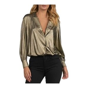 Elan Shimmering Metallic Crossover Top, Small